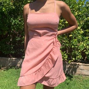 Salmon floral mini dress